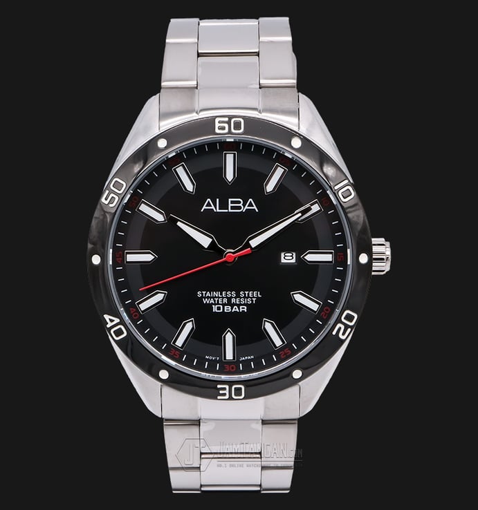 Alba AG8G87X1 Black Dial Stainless Steel Bracelet