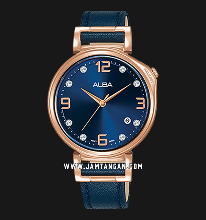 Alba AG8J28X1 Ladies Blue Dial Blue Leather Strap