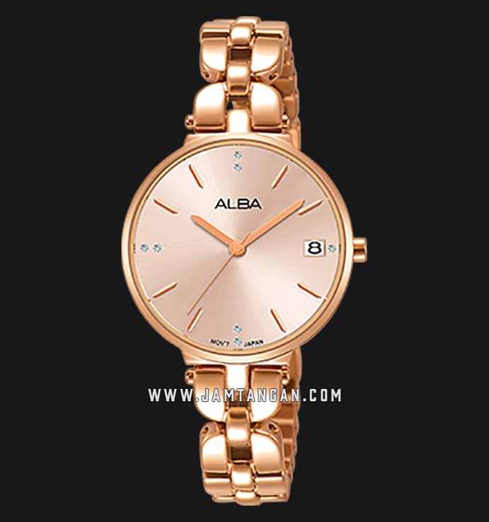 Alba AG8J46X1 Ladies Rose Gold Dial Rose Gold Stainless Steel