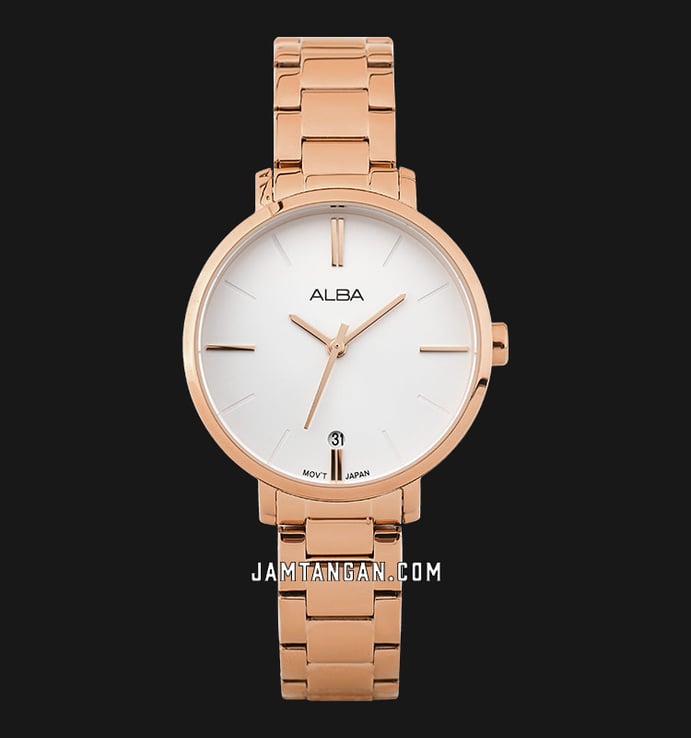 Alba Fashion AG8J58X1 Ladies Silver Dial Rose Gold Stainless Steel Strap