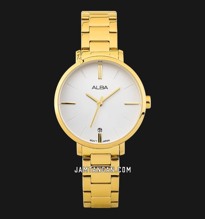 Alba Fashion AG8J60X1 Ladies Silver Dial Gold Stainless Steel Strap