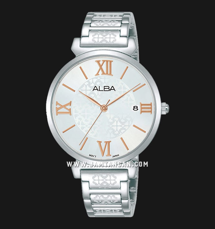 Alba Fashion AG8K77X1 Ladies Silver Dial Stainless Steel Strap