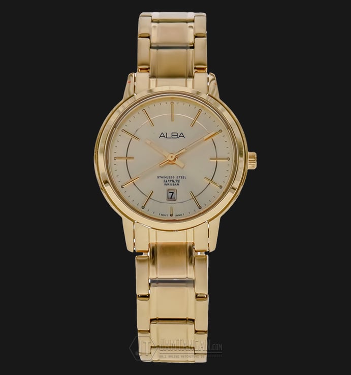 Alba AH7G74X1 Champagne Dial Gold Stainless Steel Bracelet