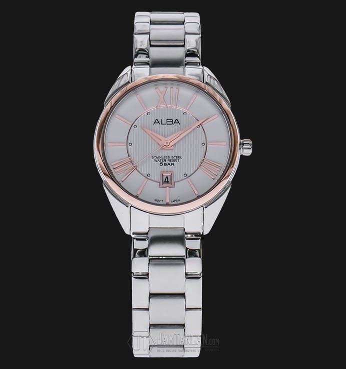 Alba AH7H60X1 White Patterned Dial Stainless Steel Bracelet