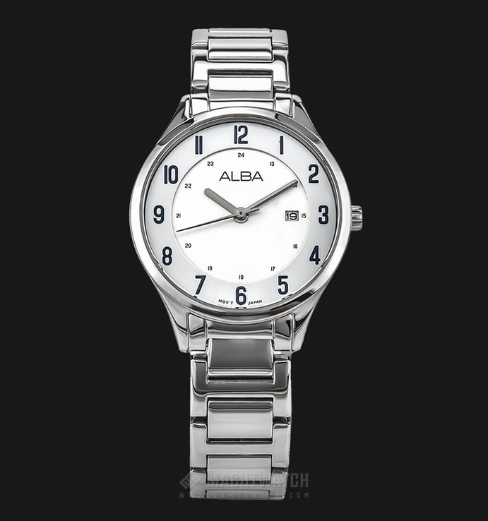 Alba AH7L19X1 Ladies White Dial Stainless Steel Strap