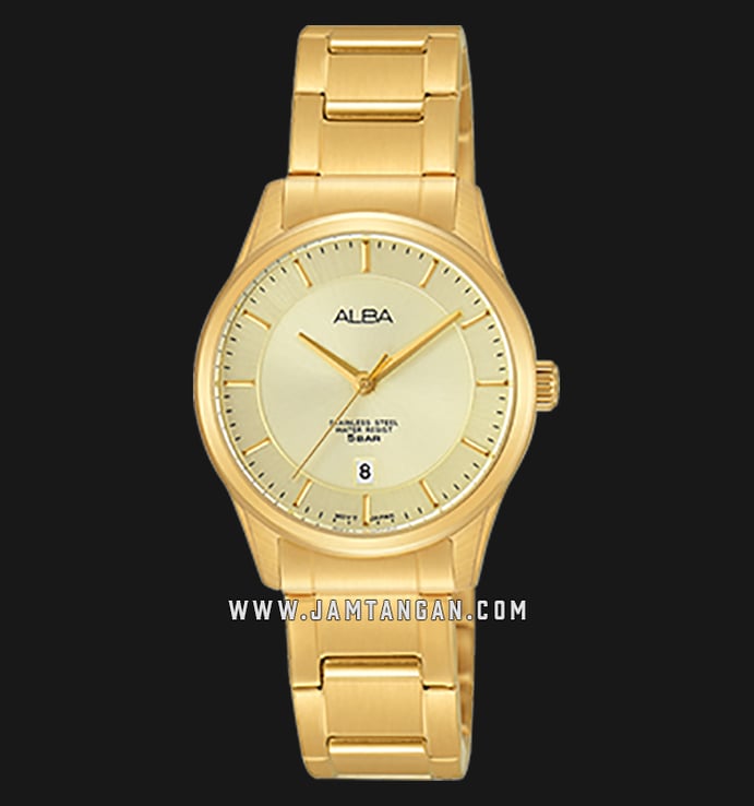 Alba AH7L68X1 Light Gold Dial Gold Stainless Steel