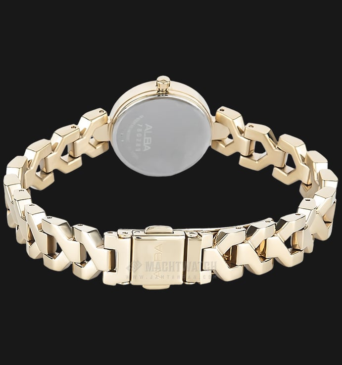 Alba AH7M42X1 Ladies White Dial Gold Stainless Steel Watch