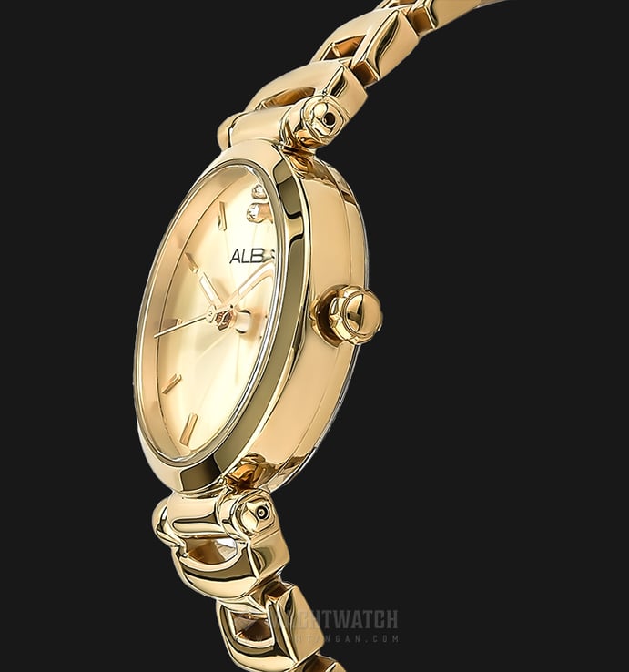 Alba AH7M64X1 Ladies Champagne Dial Gold Stainless Steel Strap
