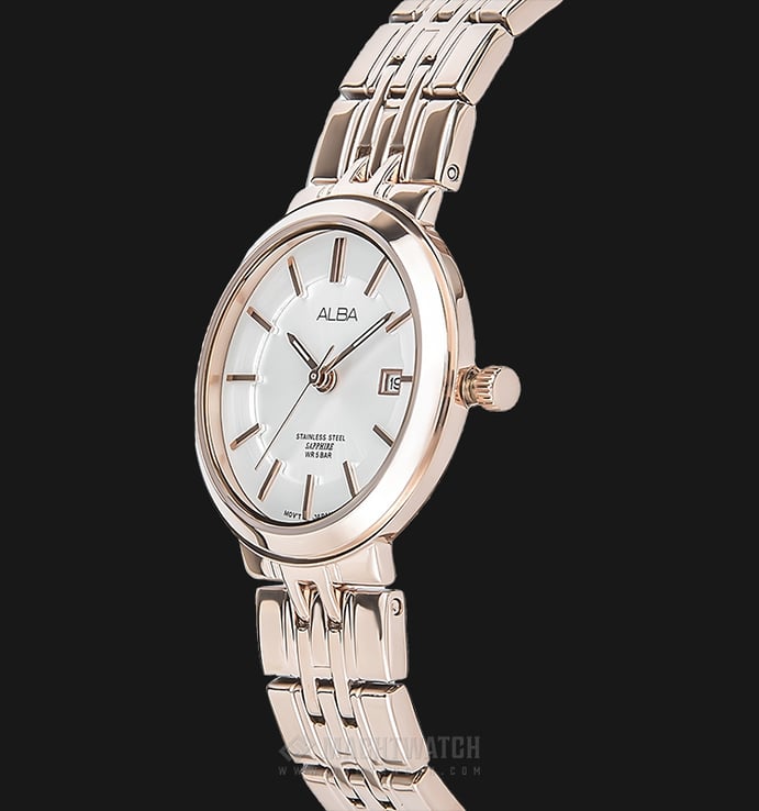 Alba AH7N40X1 Ladies White Dial Sapphire Crystal Stainless Steel Watch