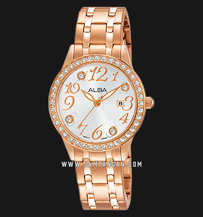 Alba AH7P24X1 White Dial Rose Gold Stainless Steel 