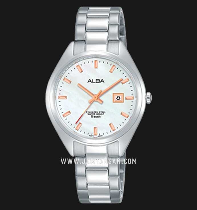 Alba AH7Q11X1 Ladies White Dial Stainless Steel Strap