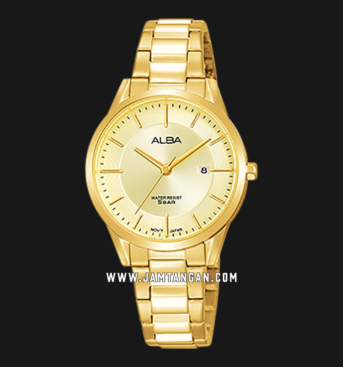 Alba AH7R36X1 Ladies Gold Dial Gold Stainless Steel Strap