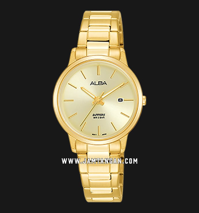 Alba AH7R48X1 Ladies Gold Dial Gold Stainless Steel Strap