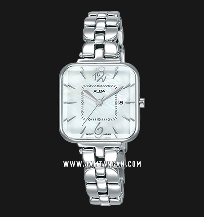 Alba Fashion AH7R69X1 Ladies White Mother of Pearl Dial Stainless Steel Strap