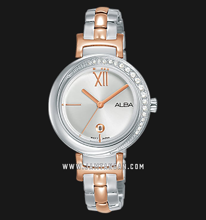 Alba Fashion AH7R77X1 Ladies Silver White Dial Dual Tone Stainless Steel