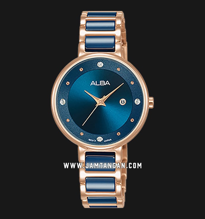 Alba AH7R86X1 Ladies Blue Dial Dual Tone Stainless Steel with Ceramic Strap