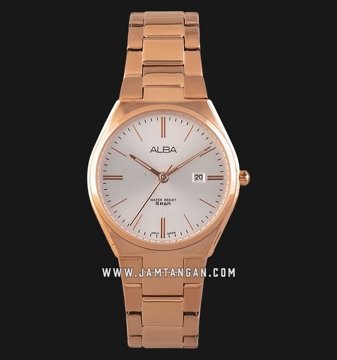 Alba AH7S36X1 Ladies Silver Dial Rose Gold Stainless Steel Strap