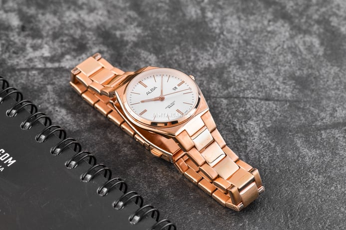 Alba AH7S36X1 Ladies Silver Dial Rose Gold Stainless Steel Strap