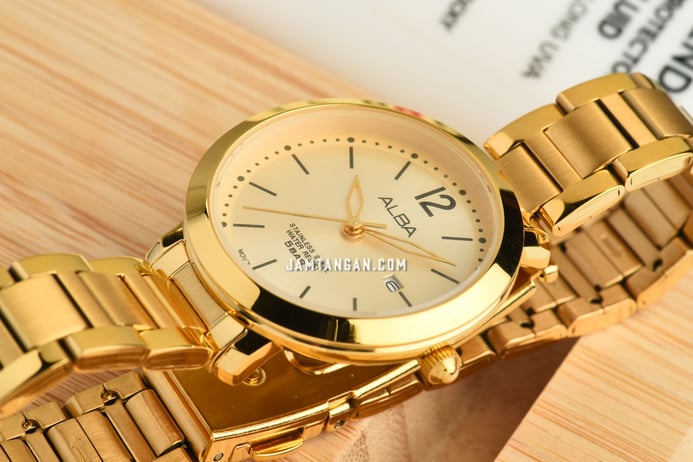 Alba Fashion AH7S92X1 Ladies Gold Dial Gold Stainless Steel Strap