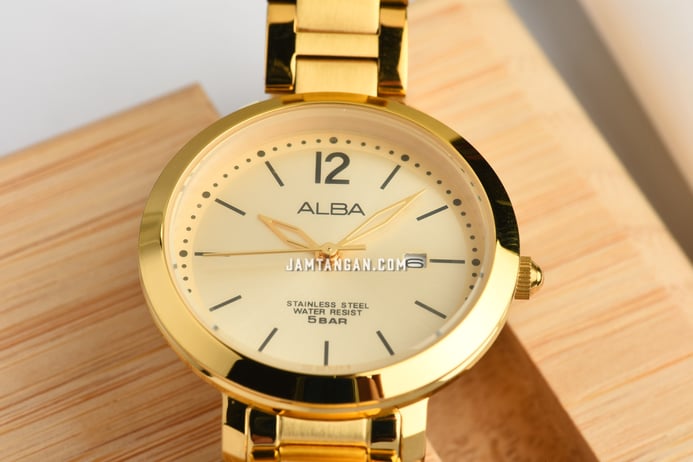Alba Fashion AH7S92X1 Ladies Gold Dial Gold Stainless Steel Strap