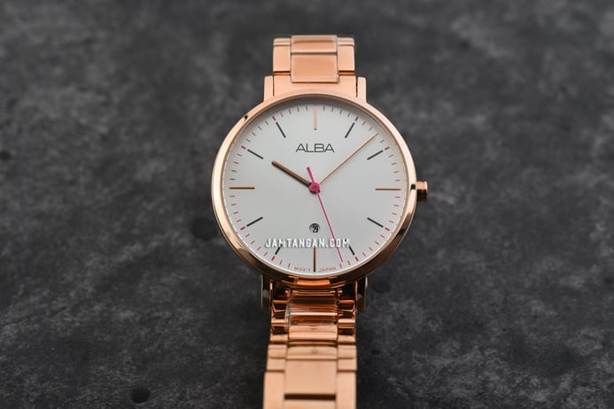 Alba Fashion AH7T22X1 Ladies Silver Dial Rose Gold Stainless Steel Strap