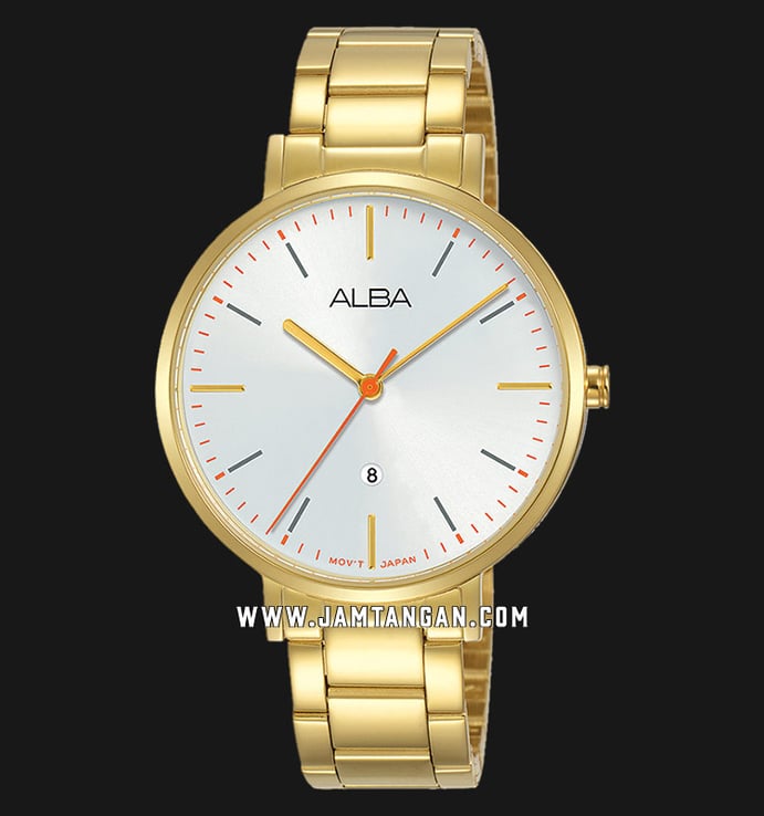 Alba Fashion AH7T24X1 Ladies Silver Dial Gold Stainless Steel Strap