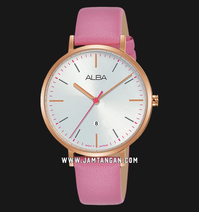 Alba Fashion AH7T26X1 Ladies Silver Dial Pink Leather Strap