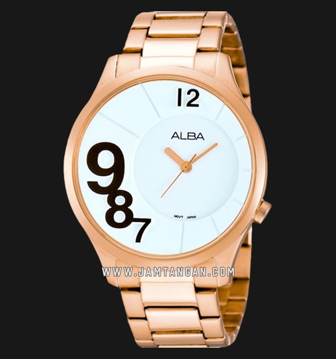 Alba AH8174X1 White Dial Rose Gold Stainless Steel