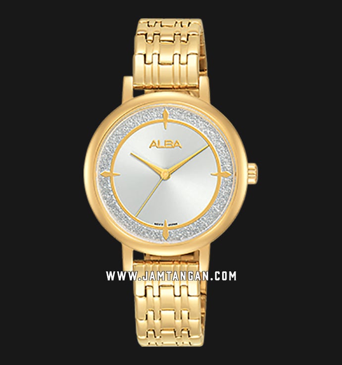 Alba Fashion AH8526X1 Ladies Silver White Dial Gold Stainless Steel Strap