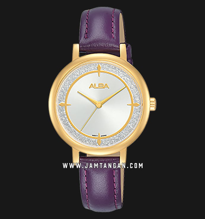 Alba Fashion AH8536X1 Silver Dial Purple Leather Strap