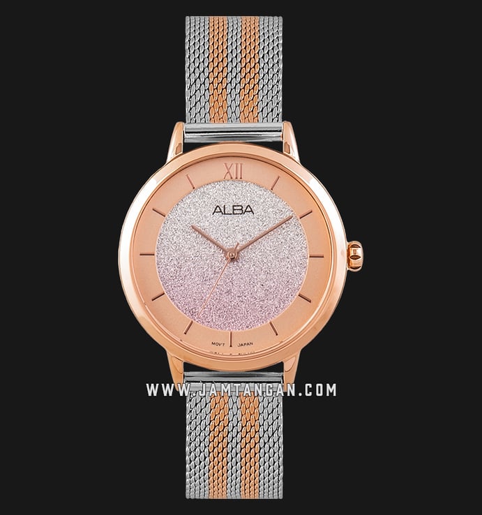 Alba AH8630X1 Ladies Glitter Dial Dual Tone Stainless Steel Strap