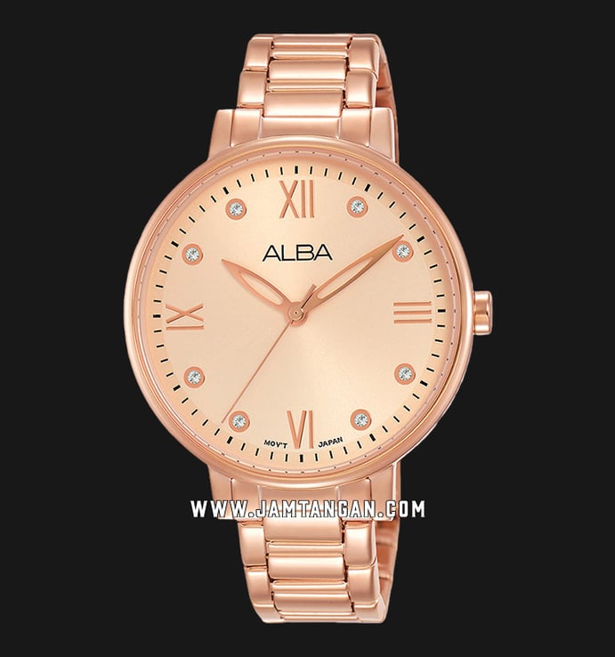 Alba Fashion AH8658X1 Ladies Rose Gold Dial Rose Gold Stainless Steel Strap