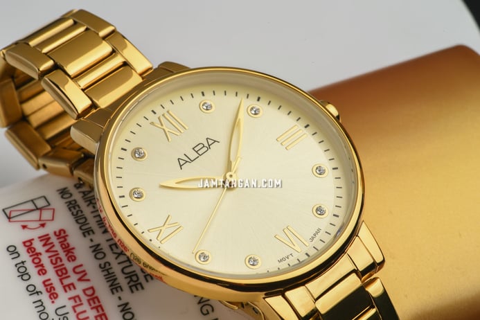 Alba AH8660X1 Ladies Gold Dial Gold Stainless Steel Strap