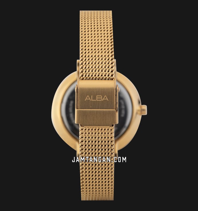 Alba Fashion AH8674X1 Ladies Silver Pattern Dial Gold Mesh Strap
