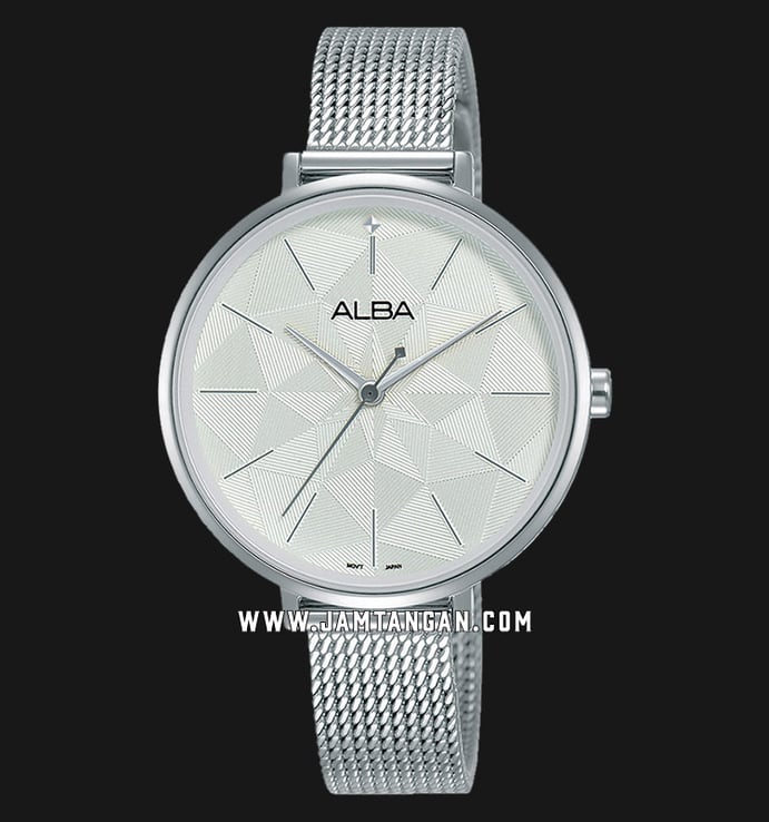 Alba Fashion AH8677X1 Ladies Silver Pattern Dial Mesh Strap