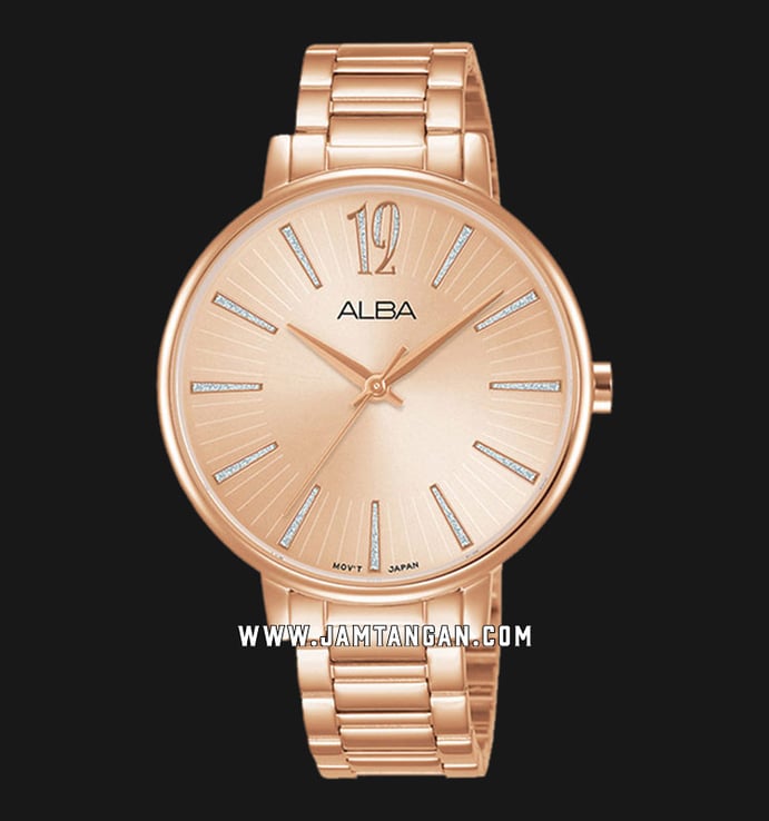 Alba AH8750X1 Ladies Rose Gold Dial Rose Gold Stainless Steel Strap