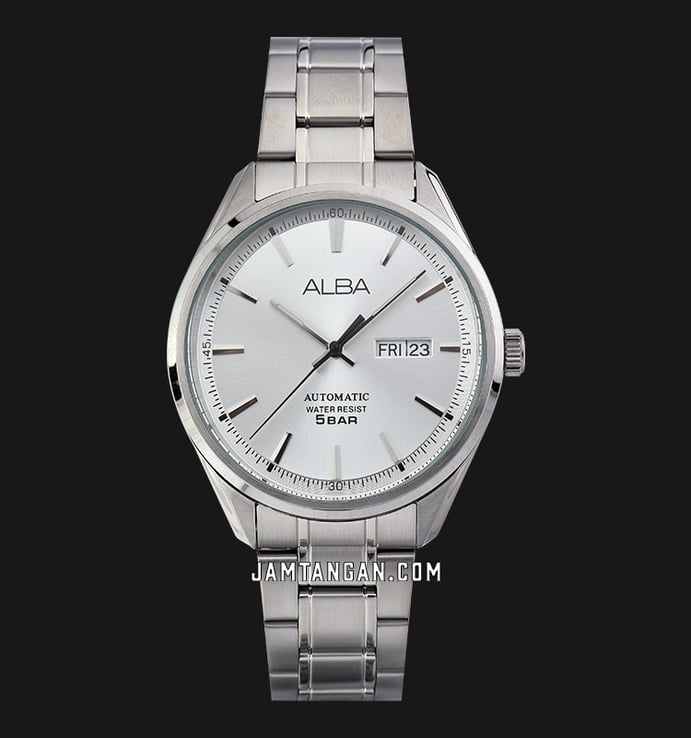 Alba Mechanical AL4141X1 Automatic Men Silver White Dial Stainless Steel Strap