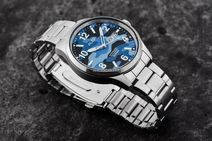 Alba Active AL4277X1 Automatic Man Blue Camouflage Dial Stainless Steel Strap
