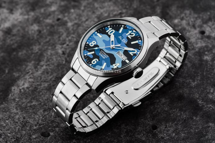 Alba Active AL4277X1 Automatic Man Blue Camouflage Dial Stainless Steel Strap