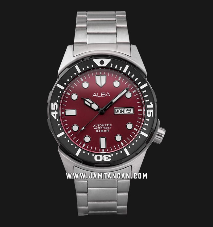 Alba AL4417X1 Automatic Men Red Dial Stainless Steel Strap