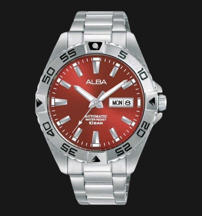 Alba AL4429X1 Automatic Men Red Dial Stainless Steel Strap