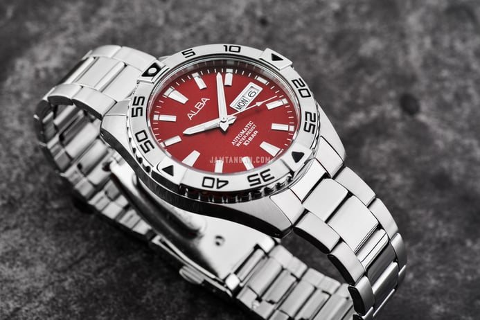Alba AL4429X1 Automatic Men Red Dial Stainless Steel Strap