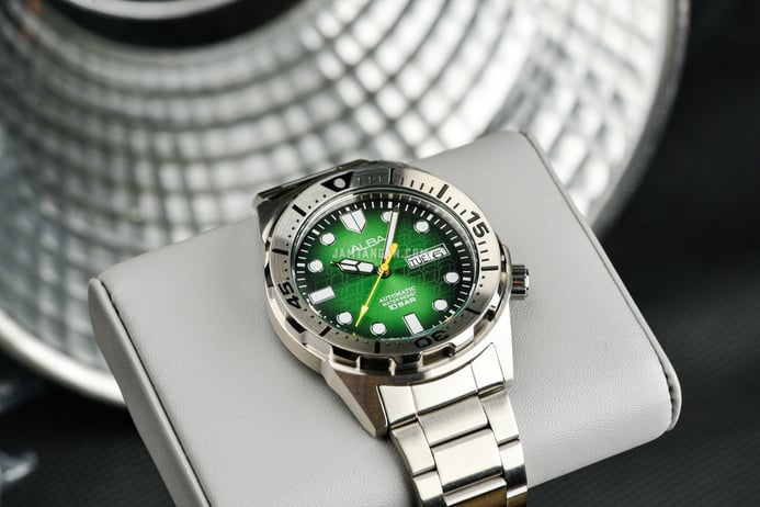 Alba Mechanical AL4443X1 Automatic Men Green Black Gradation Patterned Dial Stainless Steel Strap
