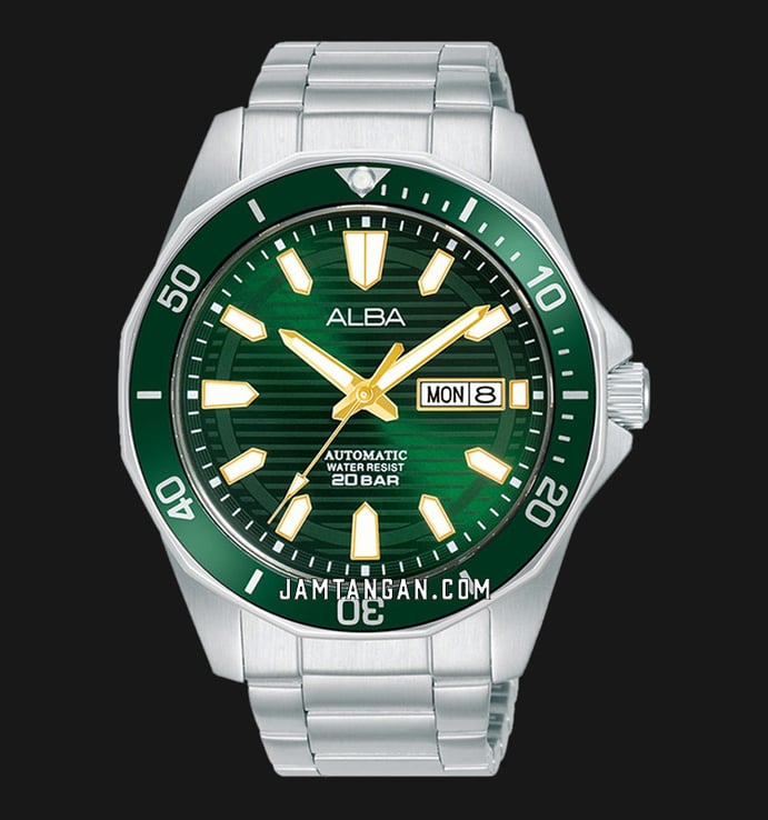 Alba Mechanical AL4449X1 Automatic Men Green Patterned Dial Stainless Steel Strap