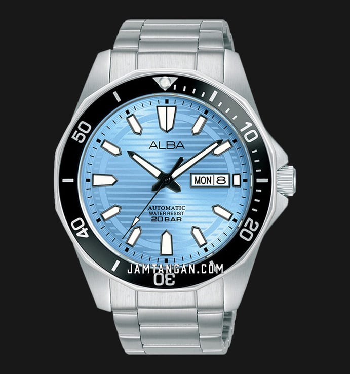 Alba Mechanical AL4459X1 Automatic Men Ice Blue Patterned Dial Stainless Steel Strap
