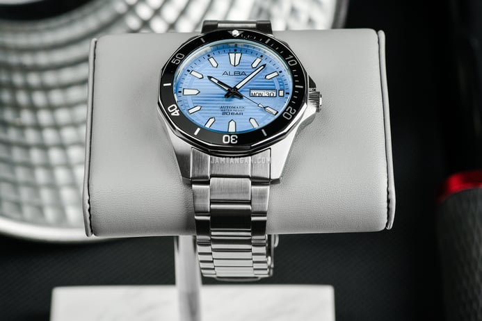 Alba Mechanical AL4459X1 Automatic Men Ice Blue Patterned Dial Stainless Steel Strap
