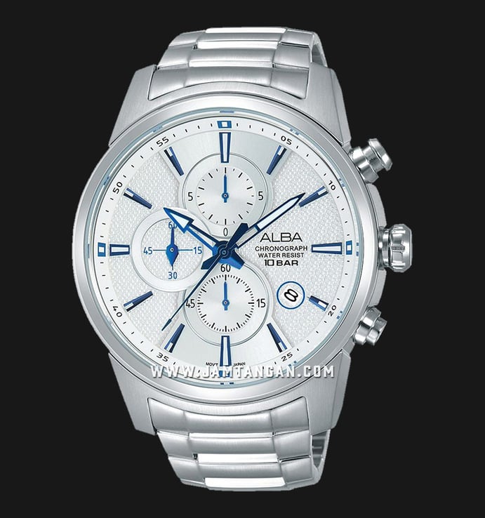 Alba Active AM3455X1 Chronograph Men Silver Dial Stainless Steel Strap