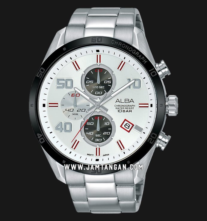 Alba Active AM3669X1 Chronograph Men Silver Dial Stainless Steel Strap