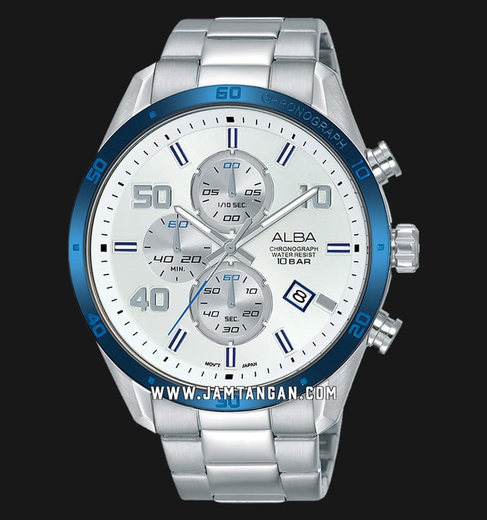 Alba Active AM3671X1 Chronograph Men Silver Dial Stainless Steel Strap