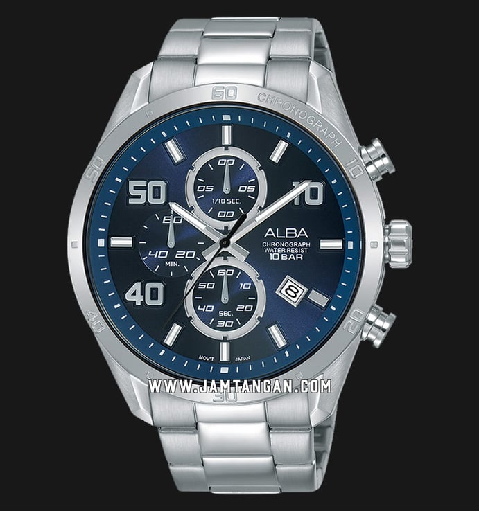 Alba Active AM3673X1 Chronograph Men Blue Dial Stainless Steel Strap